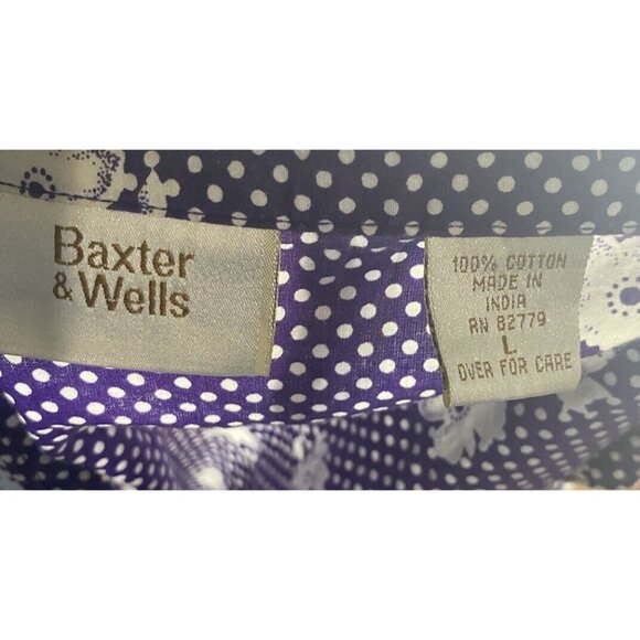 Baxter &  Wells Purple Large Ditsy Floral Button Up Shirt Cottage Prairie 90s - Picture 3 of 10